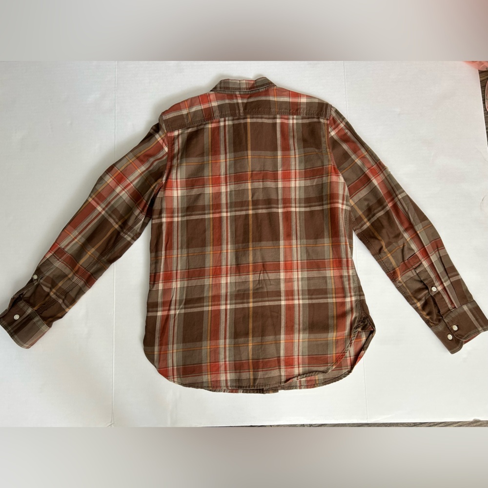 Lauren jeans Ralph Lauren Brown and Orange Plaid Shirt Women’s size M used - Picture 12 of 16